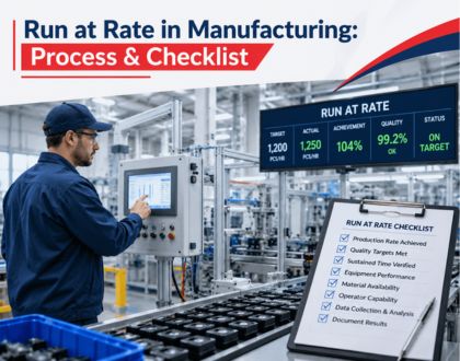 This image is about Run at Rate in Manufacturing Process and Checklist